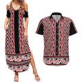 New Zealand Maori Niho Taniwha Couples Matching Summer Maxi Dress and Hawaiian Shirt Whero Mangopare and Puhoro Pattern