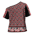 New Zealand Maori Niho Taniwha Cross Shoulder Shirt Whero Mangopare and Puhoro Pattern - Aussie Hoodie
