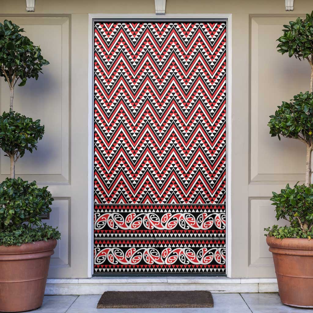 New Zealand Maori Niho Taniwha Door Cover Whero Mangopare and Puhoro Pattern - Aussie Hoodie