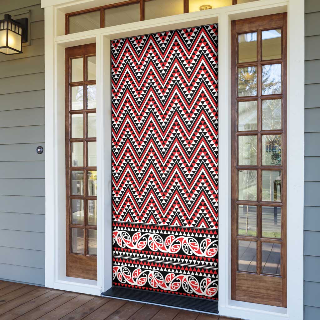 New Zealand Maori Niho Taniwha Door Cover Whero Mangopare and Puhoro Pattern - Aussie Hoodie