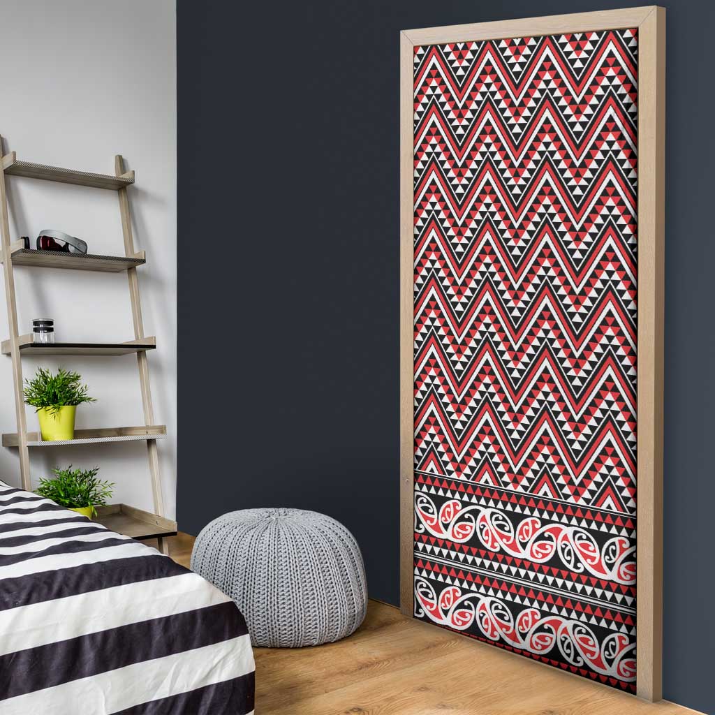 New Zealand Maori Niho Taniwha Door Cover Whero Mangopare and Puhoro Pattern - Aussie Hoodie