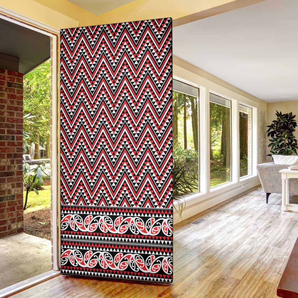 New Zealand Maori Niho Taniwha Door Cover Whero Mangopare and Puhoro Pattern - Aussie Hoodie