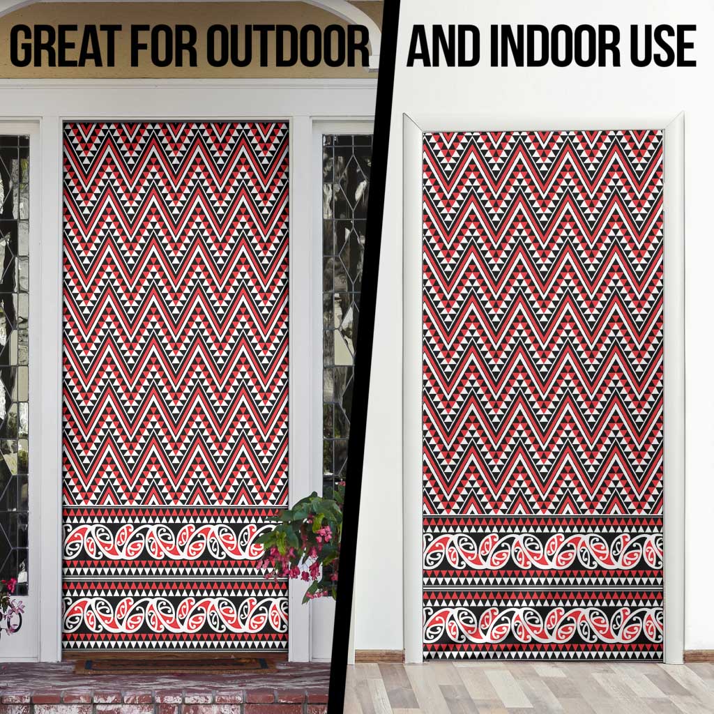 New Zealand Maori Niho Taniwha Door Cover Whero Mangopare and Puhoro Pattern - Aussie Hoodie