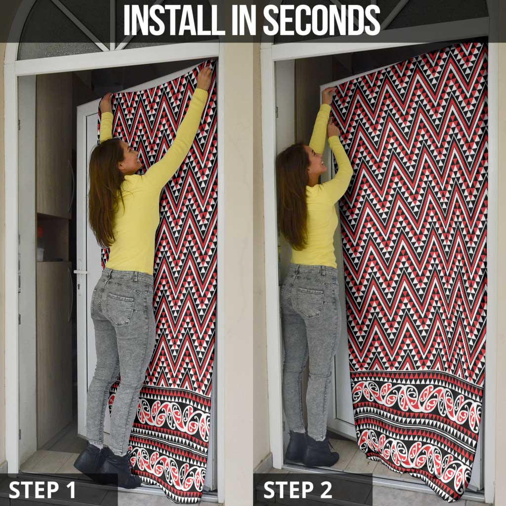New Zealand Maori Niho Taniwha Door Cover Whero Mangopare and Puhoro Pattern - Aussie Hoodie