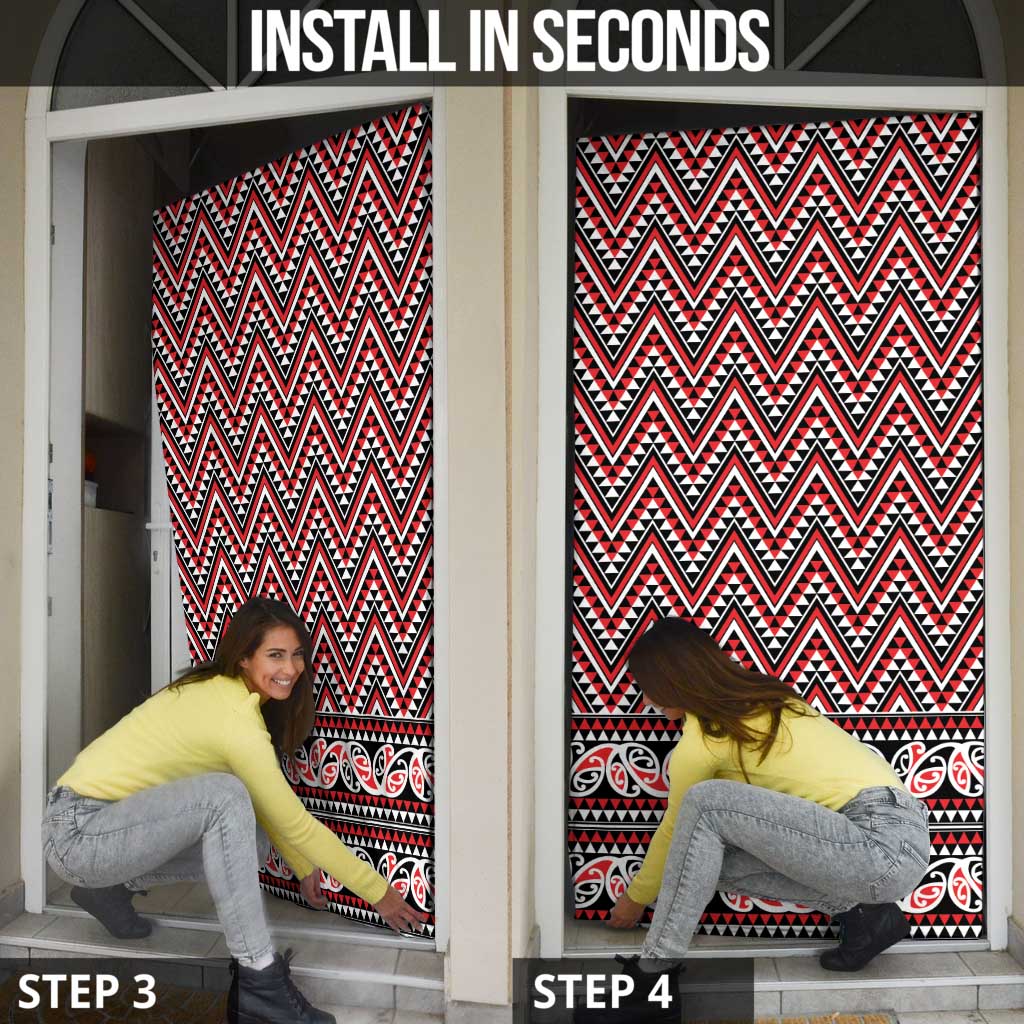 New Zealand Maori Niho Taniwha Door Cover Whero Mangopare and Puhoro Pattern - Aussie Hoodie