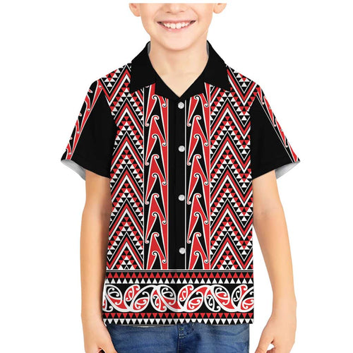 New Zealand Maori Niho Taniwha Family Matching Mermaid Dress and Hawaiian Shirt Whero Mangopare and Puhoro Pattern