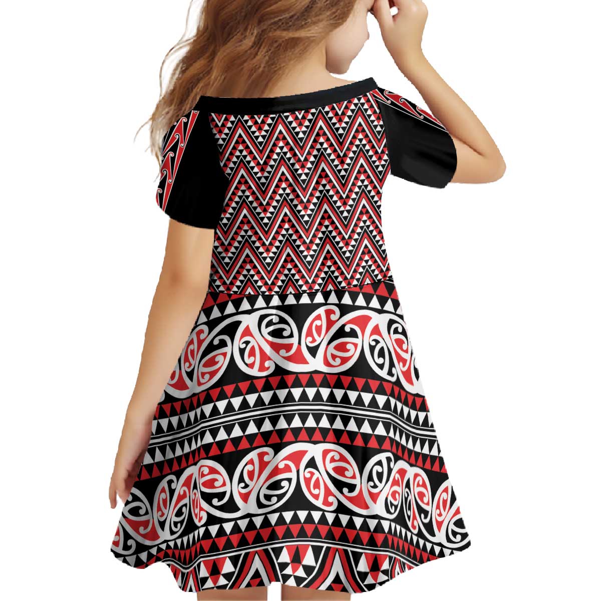 New Zealand Maori Niho Taniwha Family Matching Off The Shoulder Long Sleeve Dress and Hawaiian Shirt Whero Mangopare and Puhoro Pattern