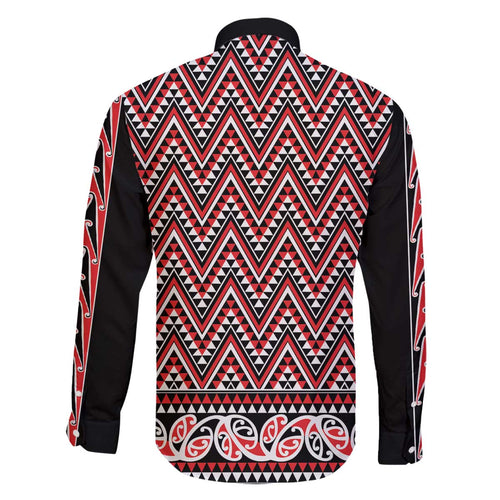 New Zealand Maori Niho Taniwha Family Matching Off The Shoulder Long Sleeve Dress and Hawaiian Shirt Whero Mangopare and Puhoro Pattern