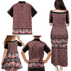 New Zealand Maori Niho Taniwha Family Matching Puletasi and Hawaiian Shirt Whero Mangopare and Puhoro Pattern