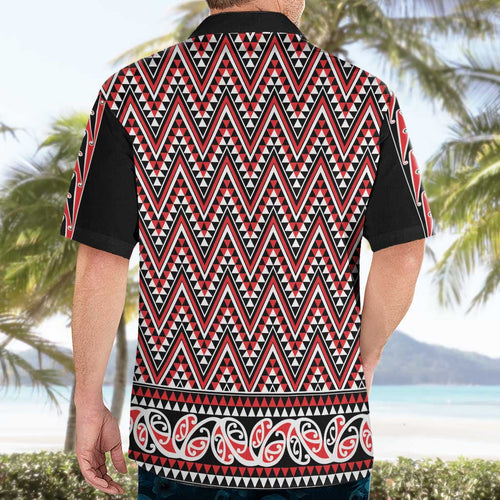 New Zealand Maori Niho Taniwha Hawaiian Shirt Whero Mangopare and Puhoro Pattern