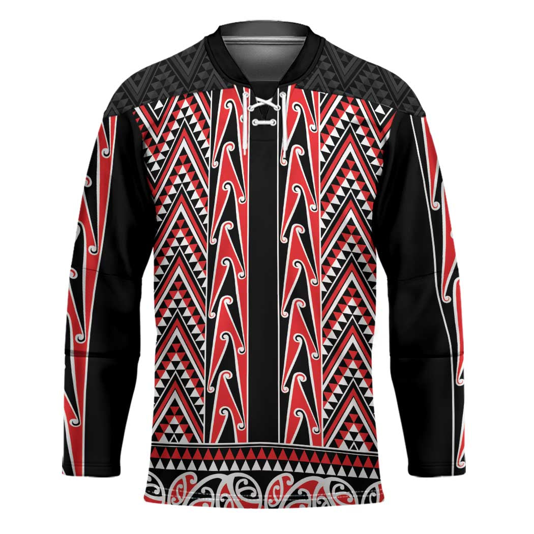 New Zealand Maori Niho Taniwha Hockey Jersey Whero Mangopare and Puhoro Pattern - Aussie Hoodie