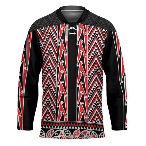 New Zealand Maori Niho Taniwha Hockey Jersey Whero Mangopare and Puhoro Pattern - Aussie Hoodie