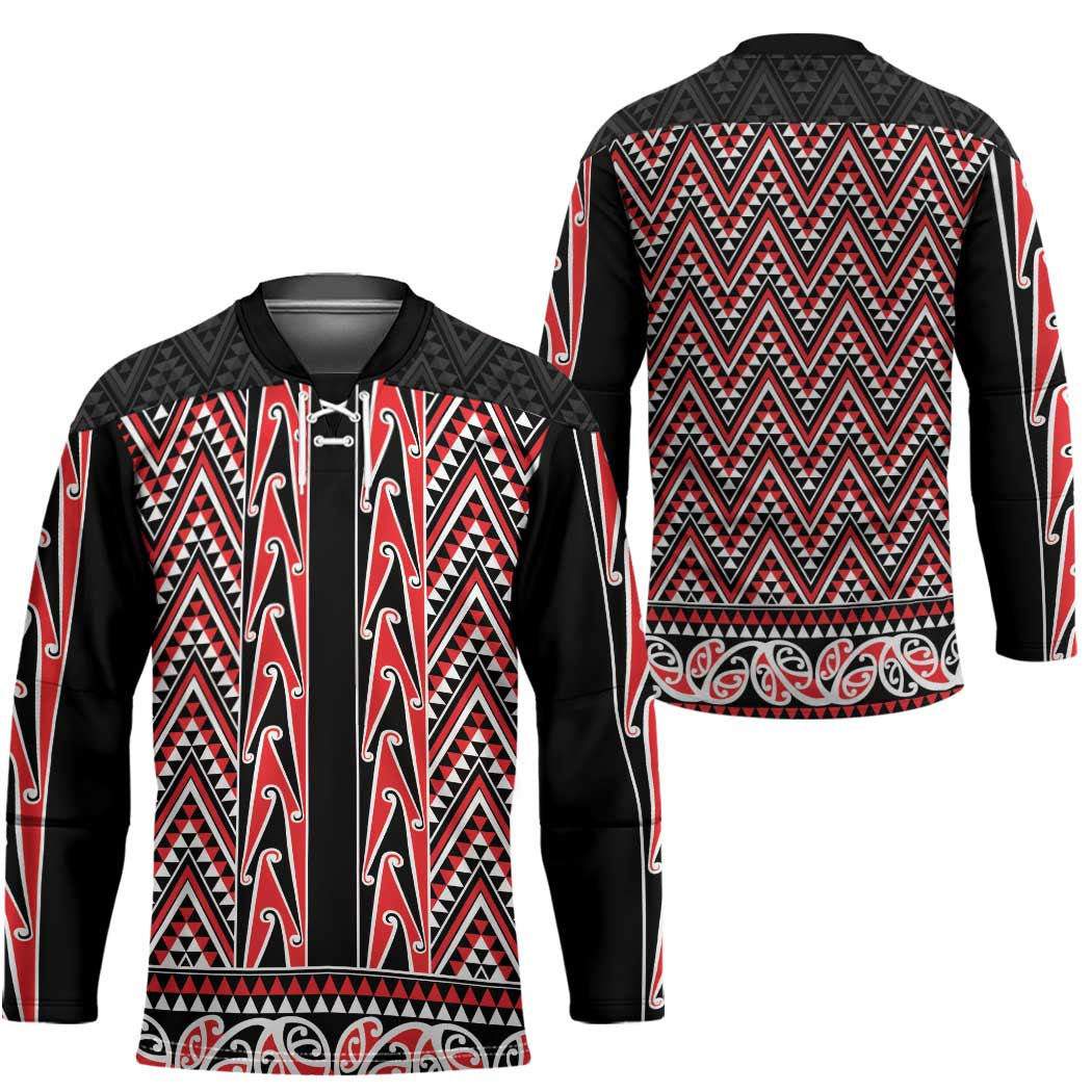 New Zealand Maori Niho Taniwha Hockey Jersey Whero Mangopare and Puhoro Pattern - Aussie Hoodie