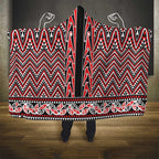 New Zealand Maori Niho Taniwha Hooded Blanket Whero Mangopare and Puhoro Pattern