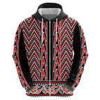 New Zealand Maori Niho Taniwha Hoodie Whero Mangopare and Puhoro Pattern