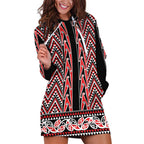 New Zealand Maori Niho Taniwha Hoodie Dress Whero Mangopare and Puhoro Pattern