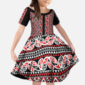 New Zealand Maori Niho Taniwha Kid Short Sleeve Dress Whero Mangopare and Puhoro Pattern