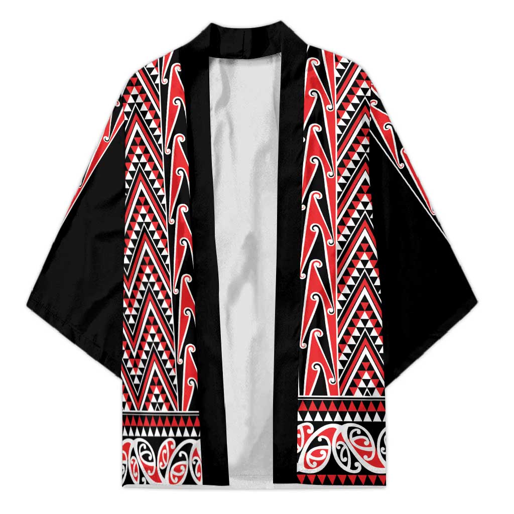 New Zealand Maori Niho Taniwha Kimono Whero Mangopare and Puhoro Pattern - Aussie Hoodie