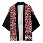 New Zealand Maori Niho Taniwha Kimono Whero Mangopare and Puhoro Pattern - Aussie Hoodie