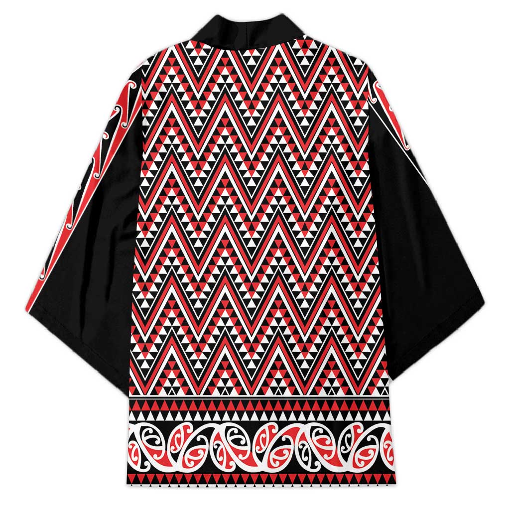 New Zealand Maori Niho Taniwha Kimono Whero Mangopare and Puhoro Pattern - Aussie Hoodie