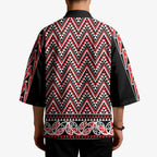 New Zealand Maori Niho Taniwha Kimono Whero Mangopare and Puhoro Pattern - Aussie Hoodie