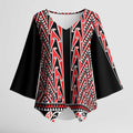 New Zealand Maori Niho Taniwha Kimono Sleeve Blouse Whero Mangopare and Puhoro Pattern - Aussie Hoodie