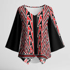 New Zealand Maori Niho Taniwha Kimono Sleeve Blouse Whero Mangopare and Puhoro Pattern - Aussie Hoodie
