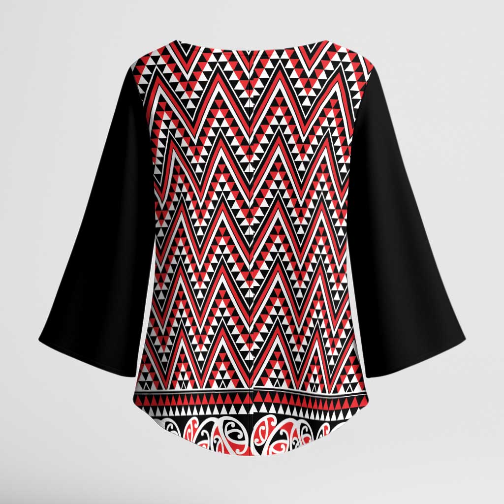 New Zealand Maori Niho Taniwha Kimono Sleeve Blouse Whero Mangopare and Puhoro Pattern - Aussie Hoodie