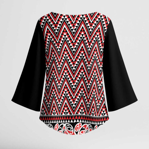 New Zealand Maori Niho Taniwha Kimono Sleeve Blouse Whero Mangopare and Puhoro Pattern - Aussie Hoodie