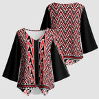 New Zealand Maori Niho Taniwha Kimono Sleeve Blouse Whero Mangopare and Puhoro Pattern - Aussie Hoodie