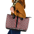 New Zealand Maori Niho Taniwha Leather Tote Bag Whero Mangopare and Puhoro Pattern