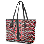 New Zealand Maori Niho Taniwha Leather Tote Bag Whero Mangopare and Puhoro Pattern