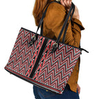 New Zealand Maori Niho Taniwha Leather Tote Bag Whero Mangopare and Puhoro Pattern