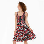 New Zealand Maori Niho Taniwha Midi Dress Whero Mangopare and Puhoro Pattern - Aussie Hoodie