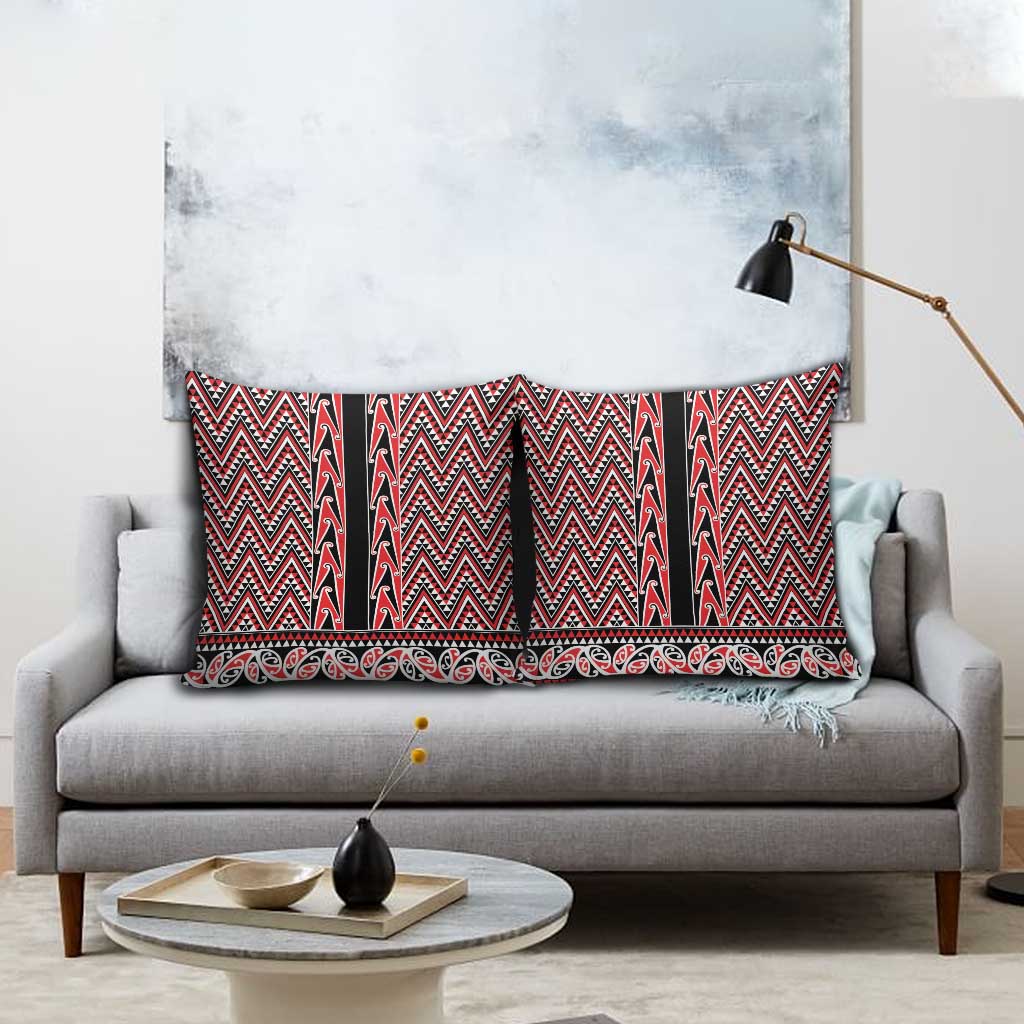 New Zealand Maori Niho Taniwha Pillow Cover Whero Mangopare and Puhoro Pattern - Aussie Hoodie