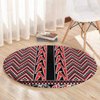 New Zealand Maori Niho Taniwha Round Carpet Whero Mangopare and Puhoro Pattern