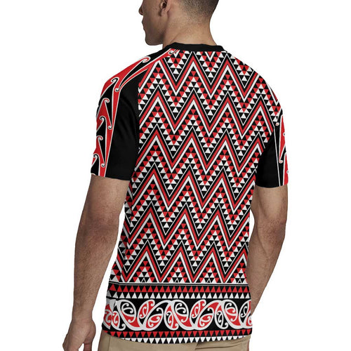New Zealand Maori Niho Taniwha Rugby Jersey Whero Mangopare and Puhoro Pattern