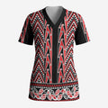 New Zealand Maori Niho Taniwha Scrub Top Whero Mangopare and Puhoro Pattern - Aussie Hoodie