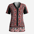 New Zealand Maori Niho Taniwha Scrub Top Whero Mangopare and Puhoro Pattern - Aussie Hoodie