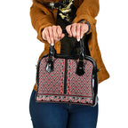 New Zealand Maori Niho Taniwha Shoulder Handbag Whero Mangopare and Puhoro Pattern