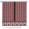 New Zealand Maori Niho Taniwha Shower Curtain Whero Mangopare and Puhoro Pattern