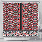 New Zealand Maori Niho Taniwha Shower Curtain Whero Mangopare and Puhoro Pattern