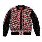 New Zealand Maori Niho Taniwha Sleeve Zip Bomber Jacket Whero Mangopare and Puhoro Pattern