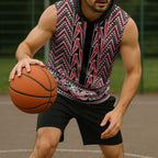 New Zealand Maori Niho Taniwha Sleeveless Hoodie Whero Mangopare and Puhoro Pattern - Aussie Hoodie