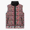 New Zealand Maori Niho Taniwha Sleeveless Puffer Jacket Whero Mangopare and Puhoro Pattern - Aussie Hoodie