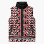 New Zealand Maori Niho Taniwha Sleeveless Puffer Jacket Whero Mangopare and Puhoro Pattern - Aussie Hoodie