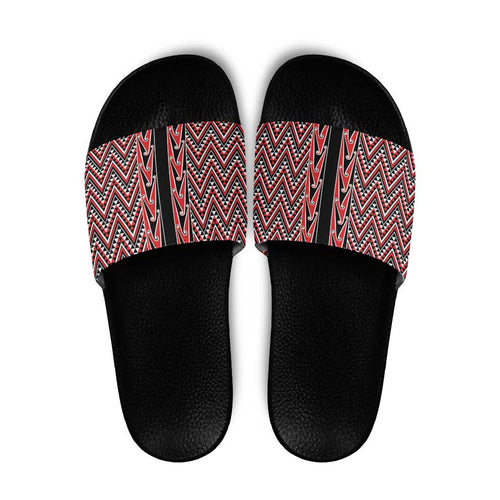 New Zealand Maori Niho Taniwha Slide Sandals Whero Mangopare and Puhoro Pattern - Aussie Hoodie