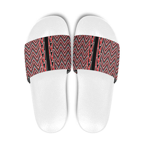 New Zealand Maori Niho Taniwha Slide Sandals Whero Mangopare and Puhoro Pattern - Aussie Hoodie