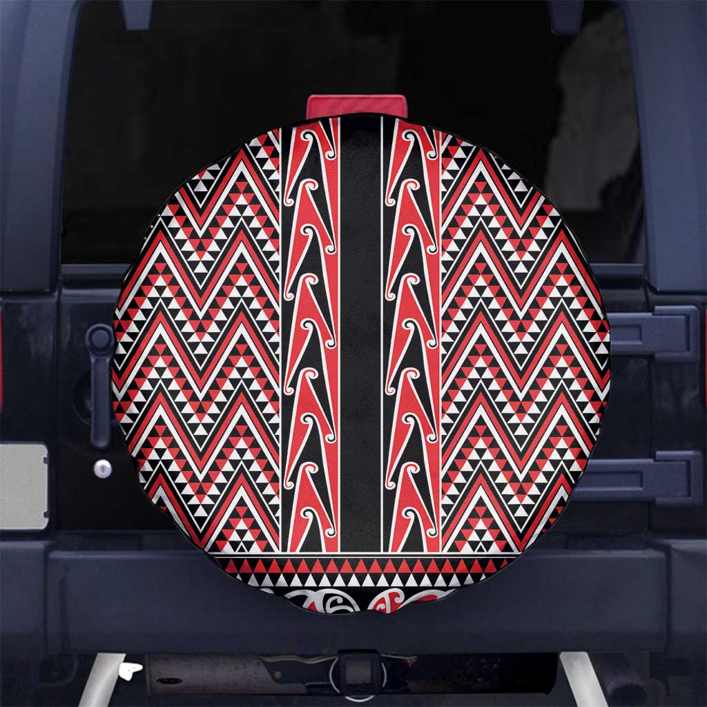 New Zealand Maori Niho Taniwha Spare Tire Cover Whero Mangopare and Puhoro Pattern