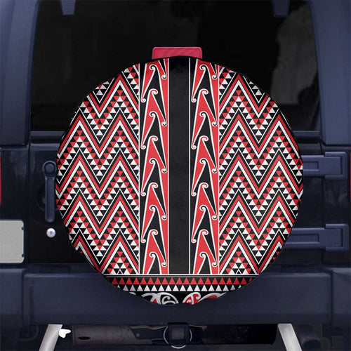 New Zealand Maori Niho Taniwha Spare Tire Cover Whero Mangopare and Puhoro Pattern